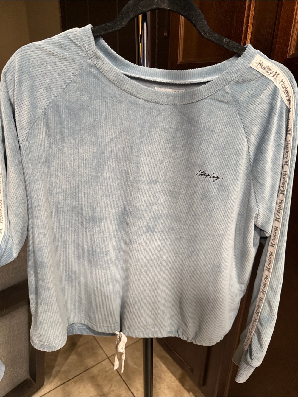 J1 Hurley Pale Blue Ribbed Crewneck Sweatshirt